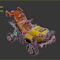 Cartoon Style Off Road Vehicle With Yellow Orange Body Large Tires And Red Seats