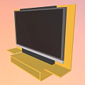 Stylish Yellow Frame TV with Functional TV Stand and Storage Shelves