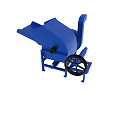 Blue Industrial Crushing Machine With Feed Hopper Wheels And Metal Frame