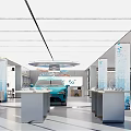 Modern Showroom Featuring Blue Sports Car With Sleek Design And Ambient Lighting Elements