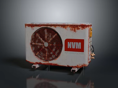 Rusty Computer Fan Unit With NVM Logo And Rustic Metal Casing Design 3d model