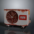 Rusty Computer Fan Unit With NVM Logo And Rustic Metal Casing Design