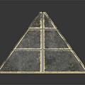 Decorative Pyramid Structure With Transparent Crystal Panels Golden Edge Lines And Reflective Surface 3d model