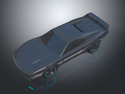 Sleek Dark Colored Concept Car With Illuminated Wheels And Rear Spoiler 3d model