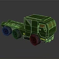 Green Military Style Truck With Multiple Wheels And Metallic Body Design