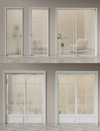 Glass double door bathroom door kitchen door Changhong glass door glass single door 3d model