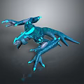 Game and Movie Fantasy Monster Character with Blue Glowing Body Sharp Claws and Ferocious Posture