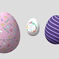 Vibrant Easter Egg Decorative Ornament Set Featuring Floral Striped And Candy Heart Designs