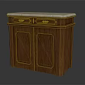 Stylish Wooden Entryway Console Cabinet With Marble Top And Golden Handles