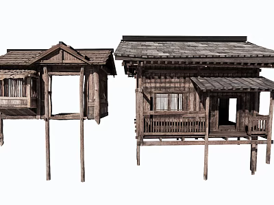 Traditional Wooden Stilt House Themed Commercial Complex Architectural Design Features 3d model