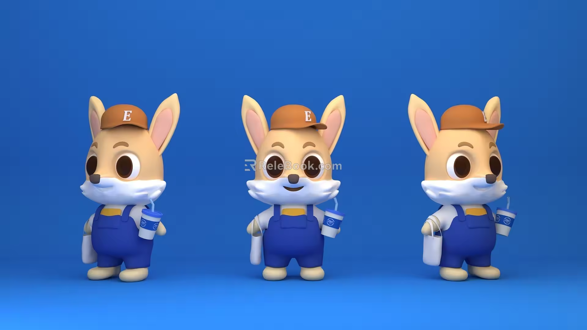 Tide Play IP Image Fox Doll Animal Cartoon Toy 3d model