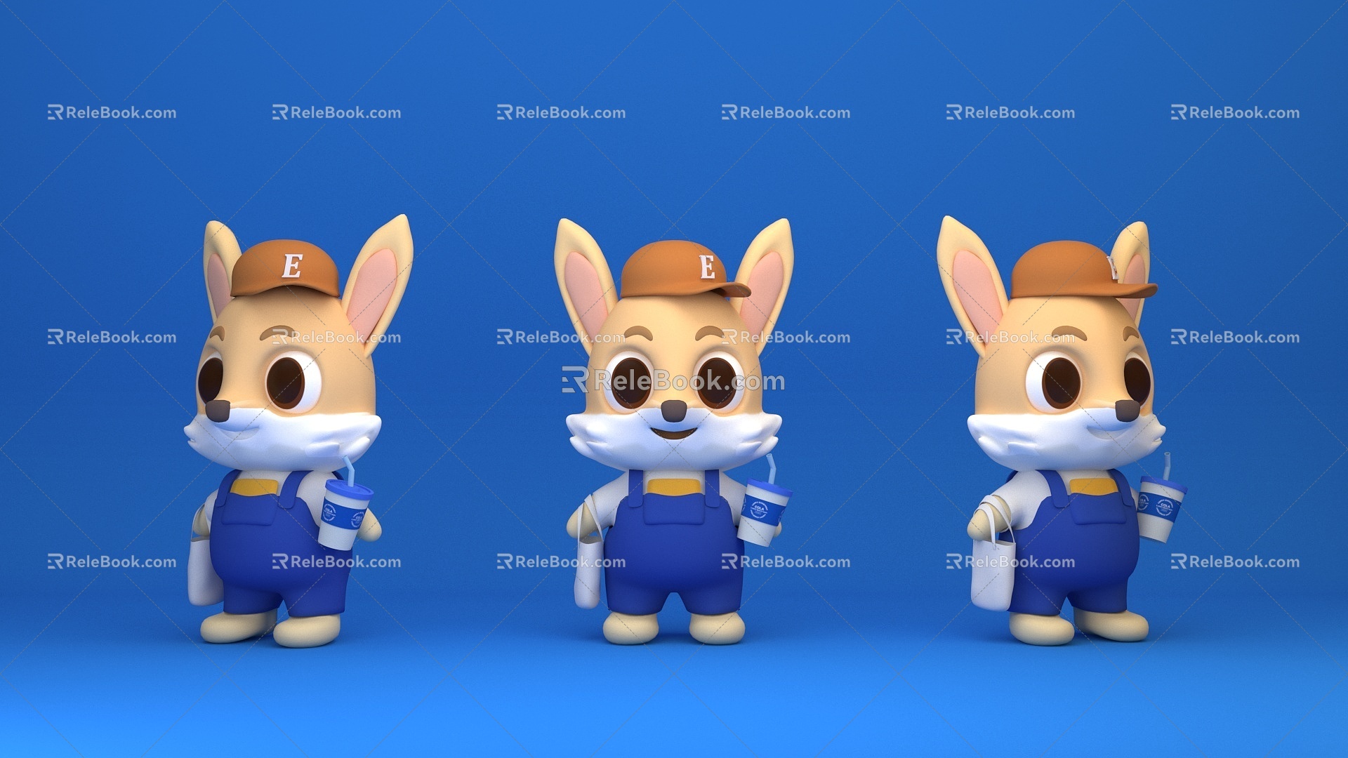 Tide Play IP Image Fox Doll Animal Cartoon Toy 3d model