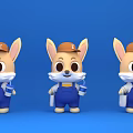 Tide Play IP Image Fox Doll Animal Cartoon Toy 3d model