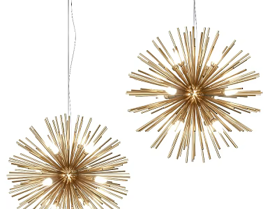 Elegant Modern Gold Radiant Spike Design Chandeliers For Interior Decorative Lighting 3d model
