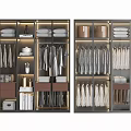Modern Wardrobe Interior Design With Hanging Clothes Folded Shelves And Storage Boxes 3d model