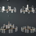 Modern Geometric Chandelier Design With Multi Arm Metal Frame And Transparent Elements 3d model