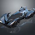 Futuristic Black Race Car With Sleek Aerodynamic Design Shiny Surface And Rear Spoiler