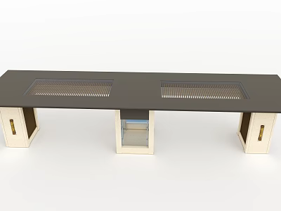 Modern Entrance Gate Design With Wooden Structure And Glass Panel Inserts 3d model