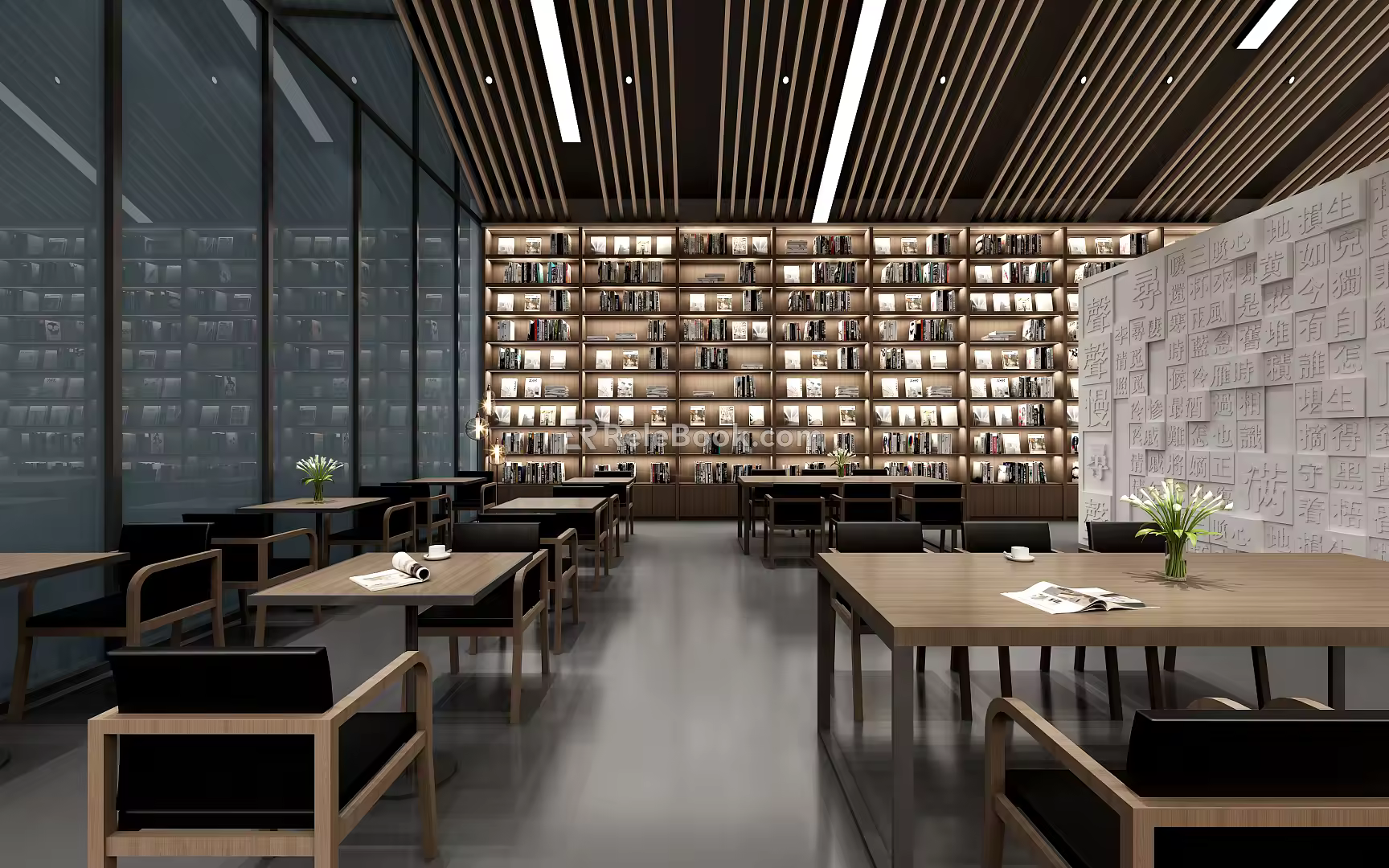 Modern Reading Room Library Reading Area 3d model