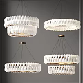Modern White Circular Chandeliers With Intricate Patterns And Metal Base Design 3d model