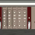 Modern Wooden Open Multi Tiered Bookcase with White Ornaments Red Background And Marble Decorations