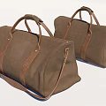Stylish Brown Canvas Duffel Bags With Leather Handles Straps And Metal Zippers