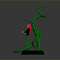 Game Movie Character With Pink Hair Green Outfit Standing By Curved Green Vines