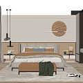 Modern background double bed end stool 3d model