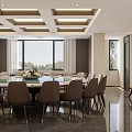 Modern Private Dining Room Interior With Wooden Furniture And Decor