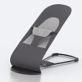 Gray Baby Rocker With Fabric Seat Adjustable Strap Modern Design And Support Legs