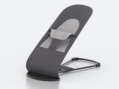 Gray Baby Rocker With Fabric Seat Adjustable Strap Modern Design And Support Legs 3d model