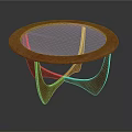 Round Wooden Coffee Table With White Tabletop And Cross Leg Design