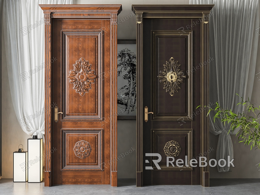 American style swing door solid wood single door combination model