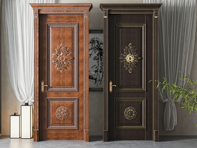 American style swing door solid wood single door combination model