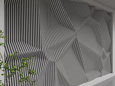 Elegant Modern Accent Wall Design With Geometric Striped Texture And Clean Lines 3d model