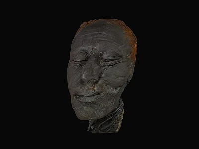 Game Movie Character Ancient Stone Sculpture With Closed Eyes And Wrinkled Face 3d model