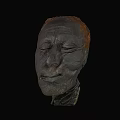 Game Movie Character Ancient Stone Sculpture With Closed Eyes And Wrinkled Face