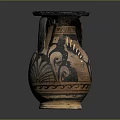 Ancient Ceramic Amphora Sculpture With Carved Phoenix And Decorative Motifs