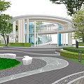 Kids Play Area Design With Net Stairs Blue Canopies Colorful Flooring And Green Plant