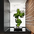 Modern Interior Decorative Sculpture With Green Plants And Bamboo Leaf Design