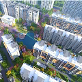 Modern Residential Complex With High Rise Buildings Lush Greenery And Spacious Layout 3d model