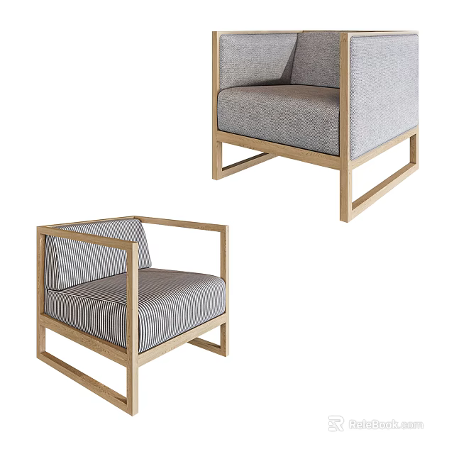 Comfortable Modern Single Sofa With Wooden Frame And Soft Gray Fabric 3d model