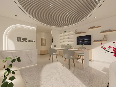 Modern Hair and Beauty Salon Interior With Stylish Reception And Comfortable Seating 3d model