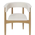 Comfortable Modern Dining Chair With White Padded Seat Wooden Frame And Armrests