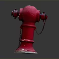 Red Fire Hydrant With Chain And Weathered Finish In Classic Design