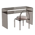 Modern Transparent Acrylic Dressing Table With Metal Frame Chair And Upholstered Seat