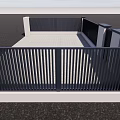 Modern Black Entrance Gate With Metal Fence White Wall And Gravel Ground