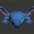 Stitch Blue 3D Character With Large Pink Ears In Standing Pose Render 3d model