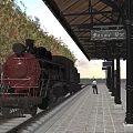 Vintage Red Steam Train On Railway Platform 8 With Bazaar Bar Sign And Autumn Trees