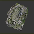 Ancient Architectural Ruins Model With Detailed Stone Structures And Green Grass Areas